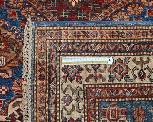 4x6 Ft Blue Kazak Afghan Hand Knotted Traditional Wool Area Rug
